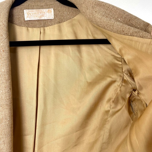 Pendleton 70s Vintage Tweed Blazer 100% Virgin Wool Tan Brown Jacket Made in USA - Picture 11 of 14